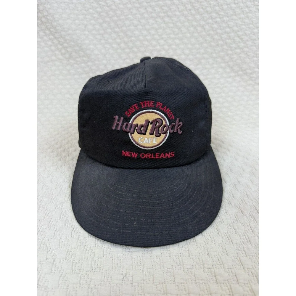 Hard Rock Café Black Hat Cap New Orleans Save‎ The Planet Adjustable Strap U.S.A